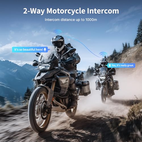 Fodsports T1 Motorcycle Bluetooth Intercom V5.4 with Music Share, One-Click Switching for 3 Functional Modes, 2-Way Helmet Communication Systems, FM/5 Stickers/Noise Cancellation/Stereo Music, 2 Pack - size: T1 2 Pack