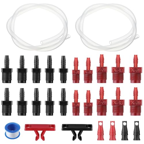 Enhon Master Cylinder Bleeder Kit Complete Brake Bleeder Kit with 22 in Clear Hose, Clip, PTFE Tape, SAE and Metric Fittings Universal Fit(29 Pcs)