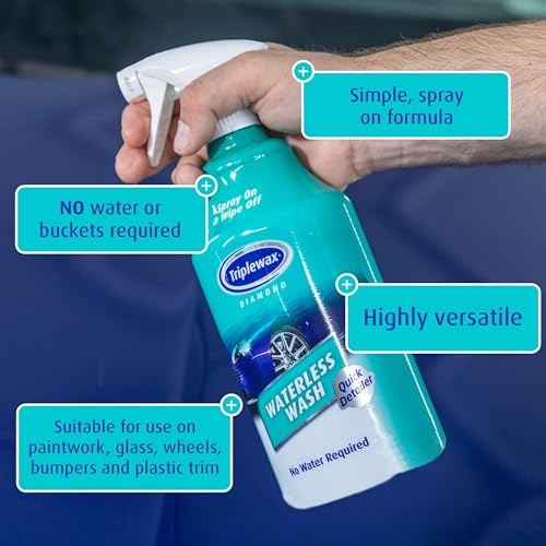 Triplewax Waterless Wash – No-Rinse Car Cleaner for Instant Shine and Dirt Removal, 34 fl oz
