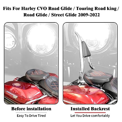 09-25 Sissy Bar Backrest, Detachable Passenger Backetst Sissy Bar Fit for Harley Touring Street Glide Road Glide Road King Electra Glide 2009-2025 Chrome - color: Chrome, size: 22"- Detachable Split