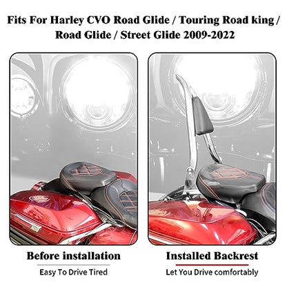 09-25 Sissy Bar Backrest, Detachable Passenger Backetst Sissy Bar Fit for Harley Touring Street Glide Road Glide Road King Electra Glide 2009-2025 Chrome - color: Chrome, size: 22"- Detachable Split