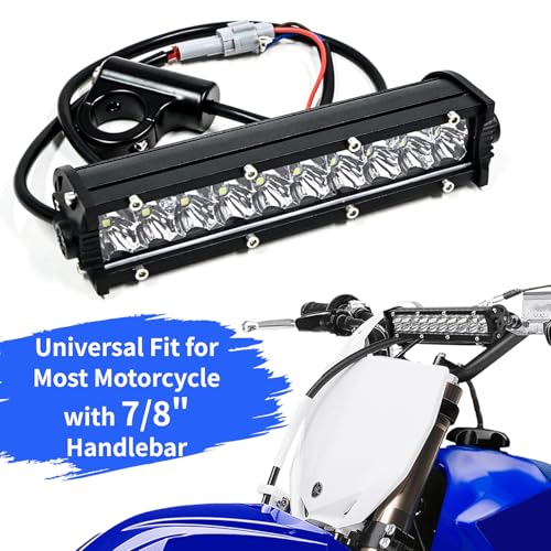 60W 4200LM Dirt Bike LED Light Bar, 12V Plug & Play Motorcycle Handlebar Light Kit for 7/8" CRF XR KX KLX TTR PW RM Pit Bike ATV UTV, Universal Front Auxiliary Driving Light