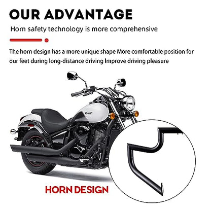 1.5" Fat Crash Bar Engine Guard Highway Bar for Kawasaki Vulcan 900 VN900 Custom Classic 2006-2023 (Matte Black) - color: Matte Black