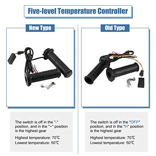 Motorcycle Heated Grips, Premium Adjustable Temperature 12V Handlebar Grips with Voltmeter USB Charger Universal 22mm 7/8 Inch for Winter Riders Commuters Touring Enthusiasts Cold Weather Riding