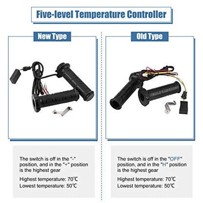 Motorcycle Heated Grips, Premium Adjustable Temperature 12V Handlebar Grips with Voltmeter USB Charger Universal 22mm 7/8 Inch for Winter Riders Commuters Touring Enthusiasts Cold Weather Riding