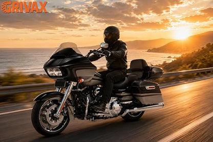 Vivid Black 5.5" Razor Tour Luggage Trunk w/Mount Rack Backrest Bracket Fit for Harley Touring Models Road King Road Glide Street Glide Electra Glide Ultra-Classic 2009-2013 (Black) - color: Black