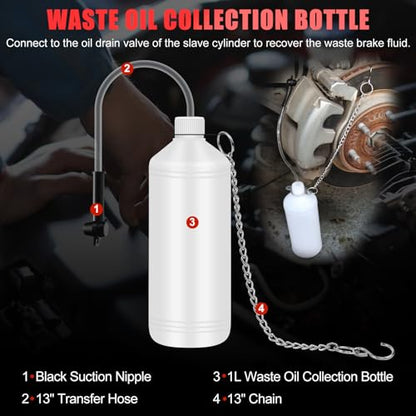 JIFETOR 5L Pneumatic Brake Pressure Bleeder Kit, Air Power Pressurized Master Cylinder Clutch Fluid Bleeding Tool Set with Bleed Machine, Collection Bottle and Adapters, Red Cylinder - color: Red Cylinder