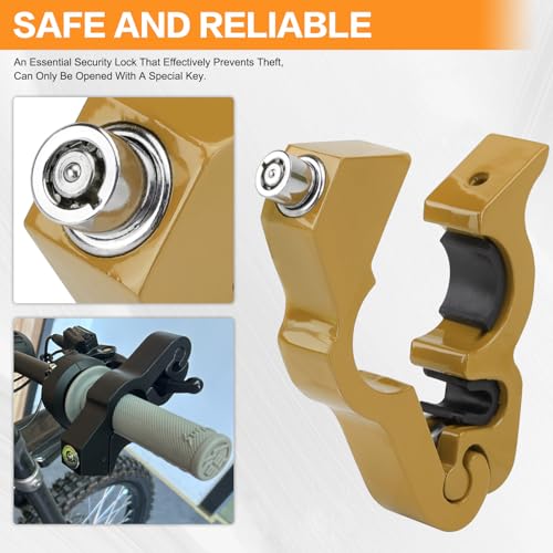 Motorcycle Handlebar Lock Anti Theft Throttle Grip Clutch Brake Lock Adjustable Universal for Motorbikes Moped Scooter ATV (Gold-2 PCS)