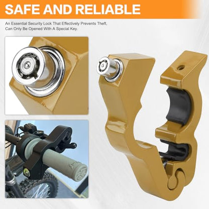 Motorcycle Handlebar Lock Anti Theft Throttle Grip Clutch Brake Lock Adjustable Universal for Motorbikes Moped Scooter ATV (Gold-2 PCS)