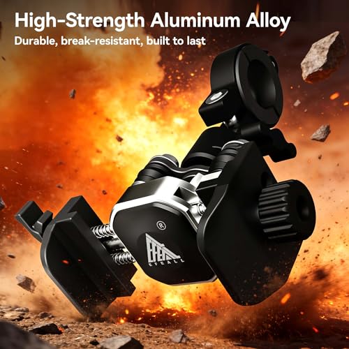 Bike Phone Holder, Aluminum Motorcycle Phone Mount with Vibration Dampener, Secure & Rotatable Holder for Motorcycle, Bike & Scooter, Fits 4.7-7'' iPhone 17/Air/16 Pro Max & Other Smartphones