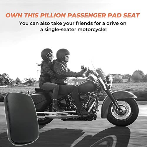 Motorcycle Leather Pillion Pad 6 Suction Cup Rear Passenger Seat for Harley Cruiser Chopper Custom Bikes