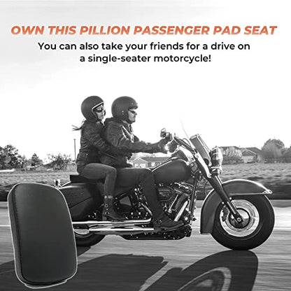 Motorcycle Leather Pillion Pad 6 Suction Cup Rear Passenger Seat for Harley Cruiser Chopper Custom Bikes