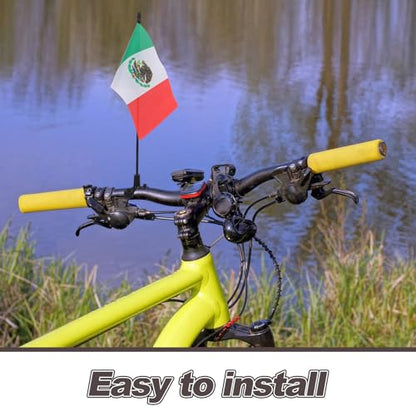 BESPORTBLE Adjustable Bike Flagpole Handlebar Mount for 0.63-0.98" Bar - 3 Sets Cycling Safety Flags USA Canada Mexico - Bicycle Motorcycle Riding Accessories