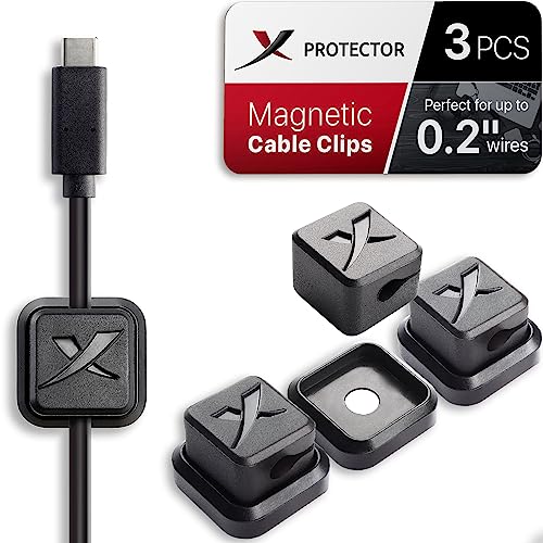 Magnetic Cable Holders X-Protector 3 PCS - Premium Cable Clips - Self-Adhesive Cable Holder for Car - Cord Organizer for Desk - Cable Organizer - Black Wire Organizer - Cord Management for Wires! - size: 3 PCS, Black