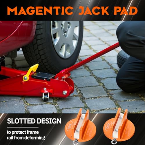 DEDC Pinch Weld Jack Pad Floor Stands, Jack Accessories Supplies Change Tire Repair Tires Oil Must Have Lifting Pucks Pads Adapter with Slotted Side for Car SUV Truck Pickup Sedan MPV Wagon - size: Orange 1 Pc with 1 Reminder Streamer