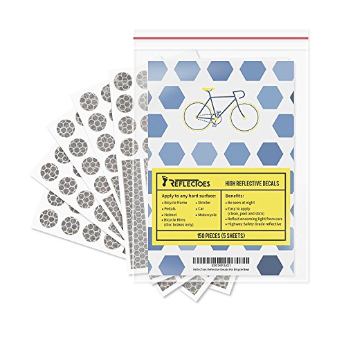 ReflecToes 330 Reflective Stickers Oval 5 Pack - Bicycle Frame, Helmet, Stroller, Scooter, Pedals - 5 Pack - 3.5 x 5.5 inches Per Sheet - 150 Bright Retro Reflective Stickers 330 Candle Power - style: Oval 330