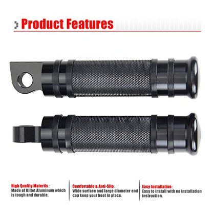Goldfire Pair Billet CNC Aluminum Motorcycle Foot Pegs Male Mount Footpegs Footrest Compatible with Harley Dyna, Sportster, Forty Eight