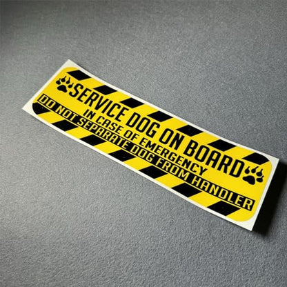 Car Stickers Service Dog on Board Emergency Warning Yellow Auto Truck Tail Window Triangle Decals Motor Body Vans Applique (2, 150x45mm) - size: 150x45mm