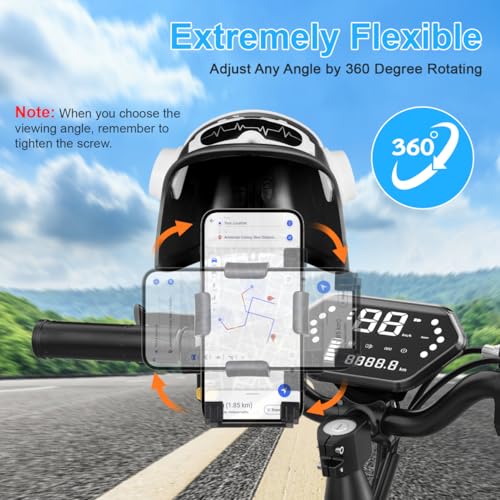 LALAFINA Waterproof Motorcycle Phone Mount with Sunshade Universal Bike Phone Holder Clamp for Rear Mirror Secure Grip Stand Compatible with Most Smartphones for Safe Riding