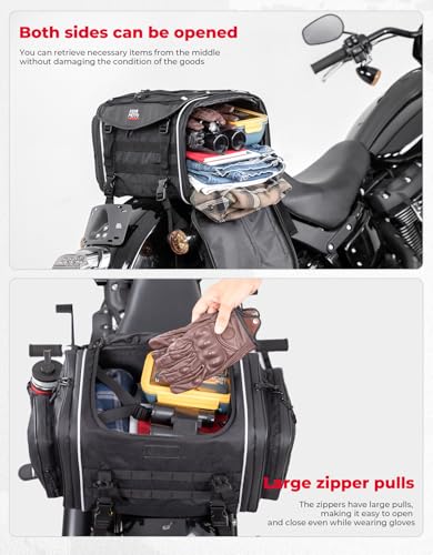 KEMIMOTO Motorcycle Travel Luggage Bags, Expandable Large Capacity Motorcycle Tail Bag, Waterproof Rear Rack Trunk, Motor Pannier Bag with Rain Cover and Straps 25L-30L - size: 25L-30L