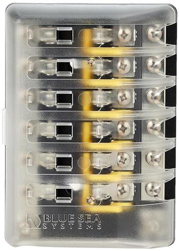 Blue Sea Systems 5015 Fuse Block AGC 6-CIR W/Ground , 3.5'' x 5.0''