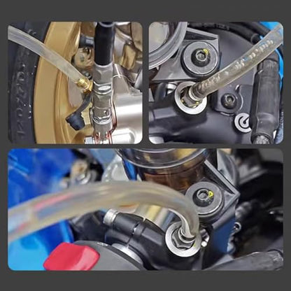 2 Sets Brake Bleeder Hose, One Way Check Valve Brake Bleeding Kit for Motorcycle Clutch, Brake Fluid Bleeder Tube with Aluminum Valve, PVC Hose, Screw Caps and Spring Clips