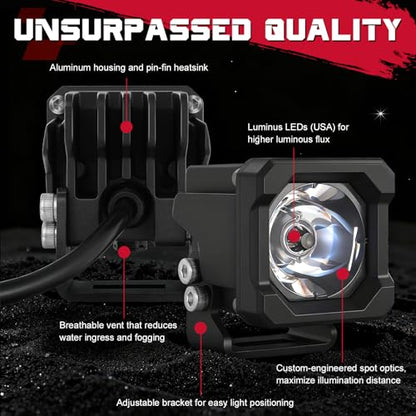 LED Pods, OFFROADTOWN 2inch 50W LED Cubes Spot Driving Lights Pods Ditch Light Off Road Reverse Light for Truck Pickup UTV ATV SUV 4x4 Car Motorcycle - Spot - color: 2inch_White Spot