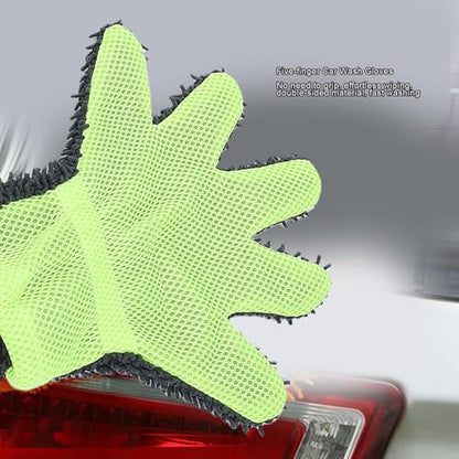 VBESTLIFE 5 Finger Car Wash Mitts, Double Sided Chenille Microfiber Cleaning Gloves for Auto Detailing Trucks Motorcycles Boats