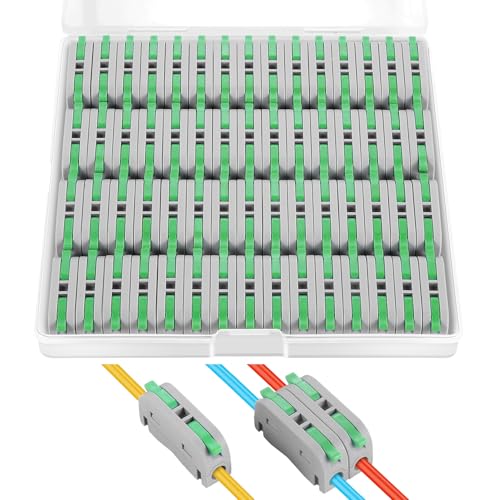 60 pcs XHF Green Conductor Compact Connectors Lever Connectors Nuts, Electrical Connectors Wire Terminals for Any Circuit Inline Splices 28-12 AWG (SPL-1) - color: Green