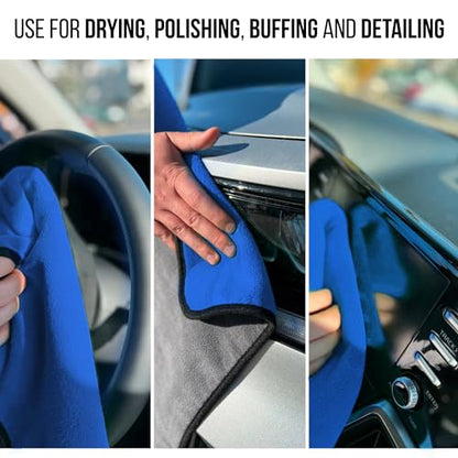 Extra Large Car Drying Towel - 800 GSM Premium Microfiber Drying Towels for Cars - Car Drying Towels Extra Large Super Absorbent, Professional XL Car Towel for Any Vehicle - 40x24, Blue - color: Blue