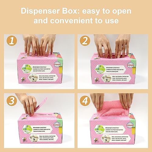 Microfiber Cleaning Cloth, Lint-Free Shop Towels Reusable, Bulk Rags in a Box for Home, Kitchen and Car, 8 Inch x 8 Inch,40 Pack with Box (Pink) - color: Pink