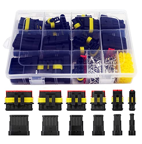 372Pcs Waterproof Automotive Electrical Connectors Quick Connect and Disconnect Wire Connector Terminals 1/2/3/4/5/6 Pin Connectors Kit (18 Sets) - style: 372 pcs