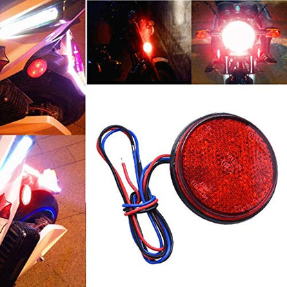 MASO 2x Rear Tail Brake Stop Light Red Universal Car Motorcycle Motorbike Round Reflector LED