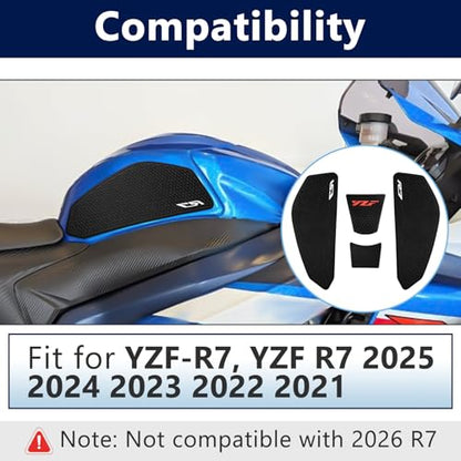 Fuel Tank Pad Protectors for Yamaha YZF-R7 2021-2025, Fuel Tank Pads for YZF R7 Motorcycle Protection, Anti-Slip Pads Fuel Tank Grips Tank Pads, Fuel Tank Stickers