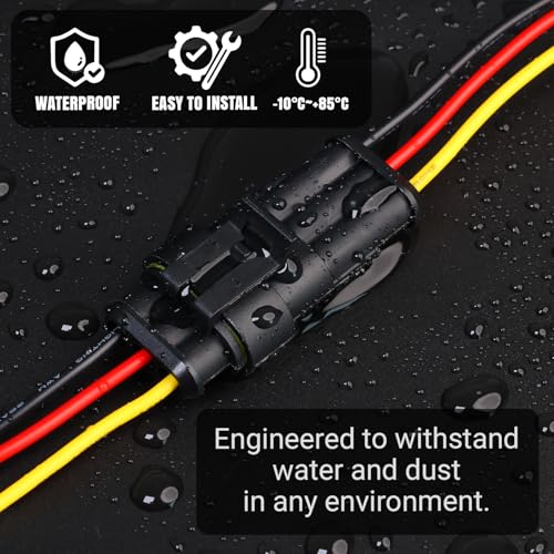 TMH 10 Sets of 3 Pin Electrical Connector Male and Female, 10cm. 22 AWG Waterproof Wire Connectors Automotive 3 Way with Heat Shrink Tubing for Car Truck Boat Wire Connection - size: 3 Pin - 10 Sets