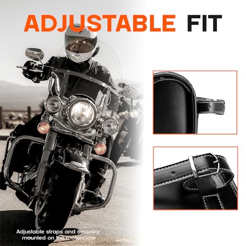 Rogierra 7.1L Motorcycle Tool Bag,Universal PU Leather Motorcycle Fork Bag Waterproof Handlebar Bag For Harley Suzuki Kawasaki,Black Adjustable 3D Skull Bag - style: Embossed Skull Pattern
