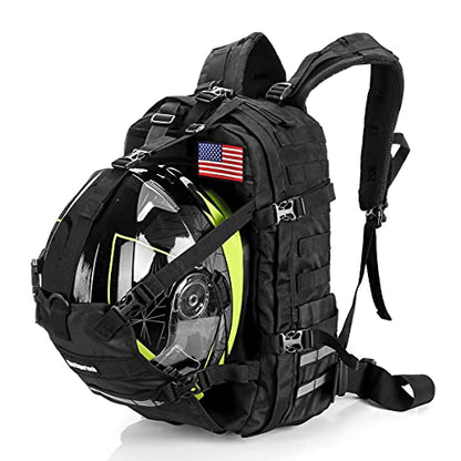 Motorcycle Cycling Helmet Backpack, Large Capacity Waterproof Helmet Holder, Storage Bag Hiking Backpack - color: Black-flag