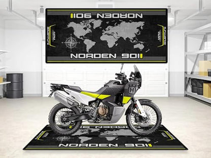 Parking Mat for Norden 901 Motorcycle Model, Display and Pit Mat, Washable Non-Slip Garage and Showroom Floor Carpet (Size 1: 86.6 x 39.4/220 x 100 cm) - size: 3'3" x 7'3" (Oblong)