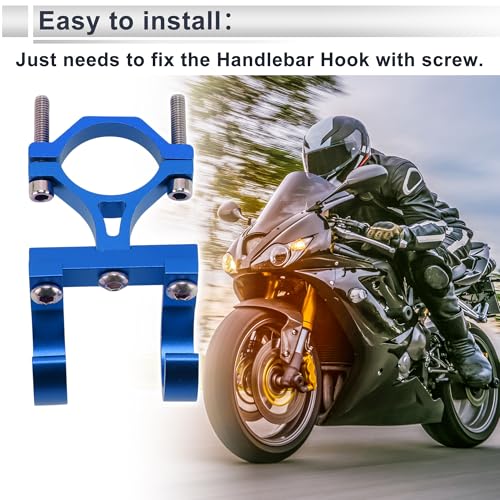 Motoforti Universal Motorcycle Hanging Hook Arc Motorcycle Helmet Luggage Bag Holder Hanger for Scooters Bicycles Aluminum Alloy Blue 1Set Hexagon Wrench Screw Washer
