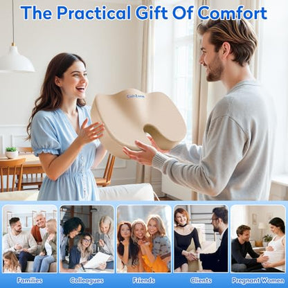 CushZone Seat Cushion, Office Chair Cushions, Car Seat Cushion, Non-Slip Sciatica & Back Coccyx Tailbone Pain Relief Chair Pad, Memory Foam (Khaki) - color: Khaki, size: Large