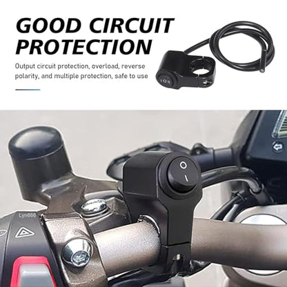 Motorcycle Handlebar Switch, Waterproof Aluminum Alloy Handlebar Light Switch, ON Off Switches for Driving Lights, Suitable 7/8" Handlebars for Motorcycles Dirt Bikes (Black)