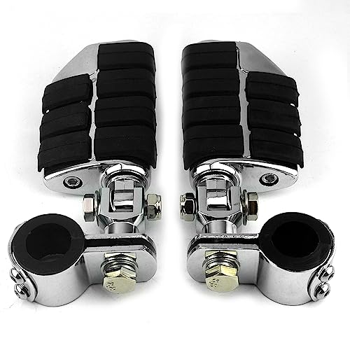 Motorcycle Universal Highway Pegs Foot Rests Fit Engine Guard Crash Bar 1-1/4" Or 1" Compatible with BMW Harley davidson Yamaha Honda - color: Style #2 Chrome