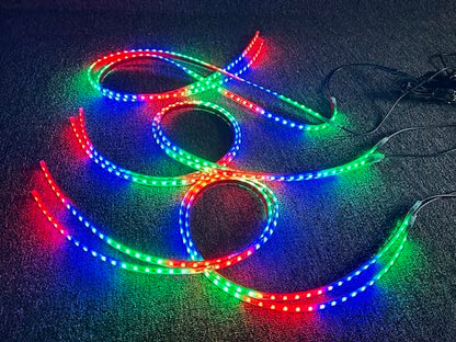 8PCS 4FT Chasing RGB LED Strip Lights Fit for Polaris Slingshot, Single Row Dream Color Flowing Eyebrow Hood Underglow Light Kit with Bluetooth App Remote Control