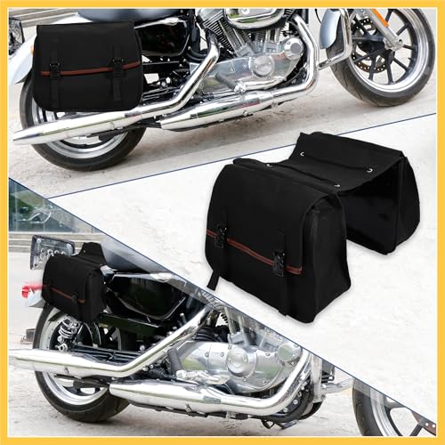 1Pair Motorcycle Saddlebag Side Tool Bags Cycling Motorcycle Luggage Bag Quick Release Buckle Waterproof Canvas Black 35.83''x15.35'' Auto Replacement Parts