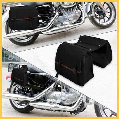 1Pair Motorcycle Saddlebag Side Tool Bags Cycling Motorcycle Luggage Bag Quick Release Buckle Waterproof Canvas Black 35.83''x15.35'' Auto Replacement Parts