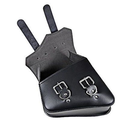 Left Right Black PU Leather Solo 2-Straps Swing Arm Saddlebag Tool Bag for Harley Sportster XL883 XL1200 - size: Left & Right without Side Storage