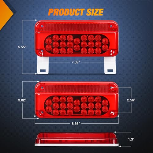 Nilight RV Tail Light 2PCS 54 LED White License Plate Lights Red Running Stop Brake Turn Signals Surface Mount Waterproof Taillights for Camper Van Caravan - color: RV Tail Light 54LED 2PCS