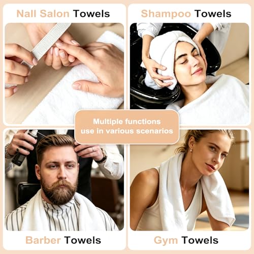 Puomue White Salon Towels, Super Soft and Absorbent Microfiber Hair Towel for Salon, Bath, Spa, Pool and Home, 27 inch X 16 inch (White - 6 Pack) - color: White - 6 Pack