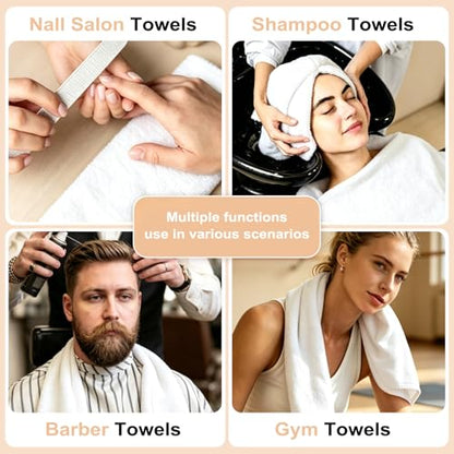 Puomue White Salon Towels, Super Soft and Absorbent Microfiber Hair Towel for Salon, Bath, Spa, Pool and Home, 27 inch X 16 inch (White - 6 Pack) - color: White - 6 Pack