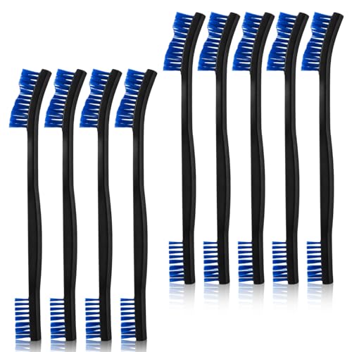 9Pcs Double-Ended Cleaning Brushes Set Nylon All Purpose Clean Brush Small Detailing Crevice Brush Mini Stiff Bristles Brushes for Kitchen Sink Bathroom Gaps Corner Small Space - color: Blue